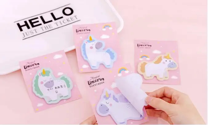 1 шт. милый Единорог блокнот план бумага Липкие заметки Adhesivas Kawaii наклейки канцелярские товары Корея канцелярские страницы Стикеры с флагами