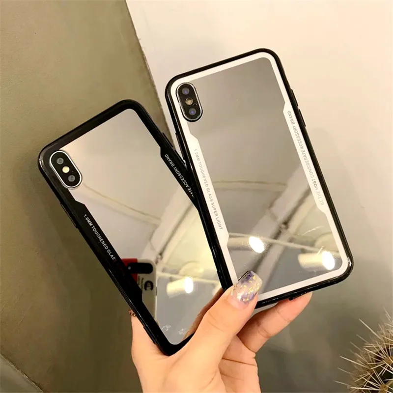 Ayeena зеркальный чехол для телефона из закаленного стекла макияжа iPhone Xs Max XR Kilifi X 7