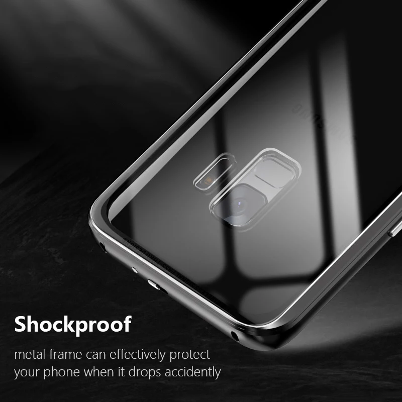Luphie for Samsung Galaxy s9 plus Case Metal Aluminum Frame+Transparent Tempered Glass back cover galaxy s8 note 8 |