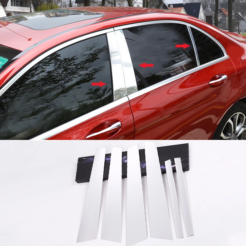 Аксессуары для стайлинга автомобиля, оконные украшения из алюминиевого сплава, рамка с блестками, автомобильные наклейки для mecвам Benz C class 2015-2017