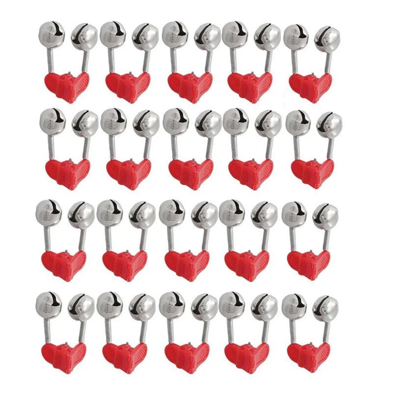20 Pcs Fishing Rod Alarm Dual Alert Bells Red Silver Tone | Спорт и развлечения