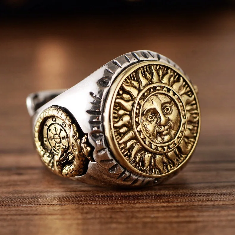 Женское кольцо из тайского серебра 100% пробы с подсолнухом и смайликом | Украшения