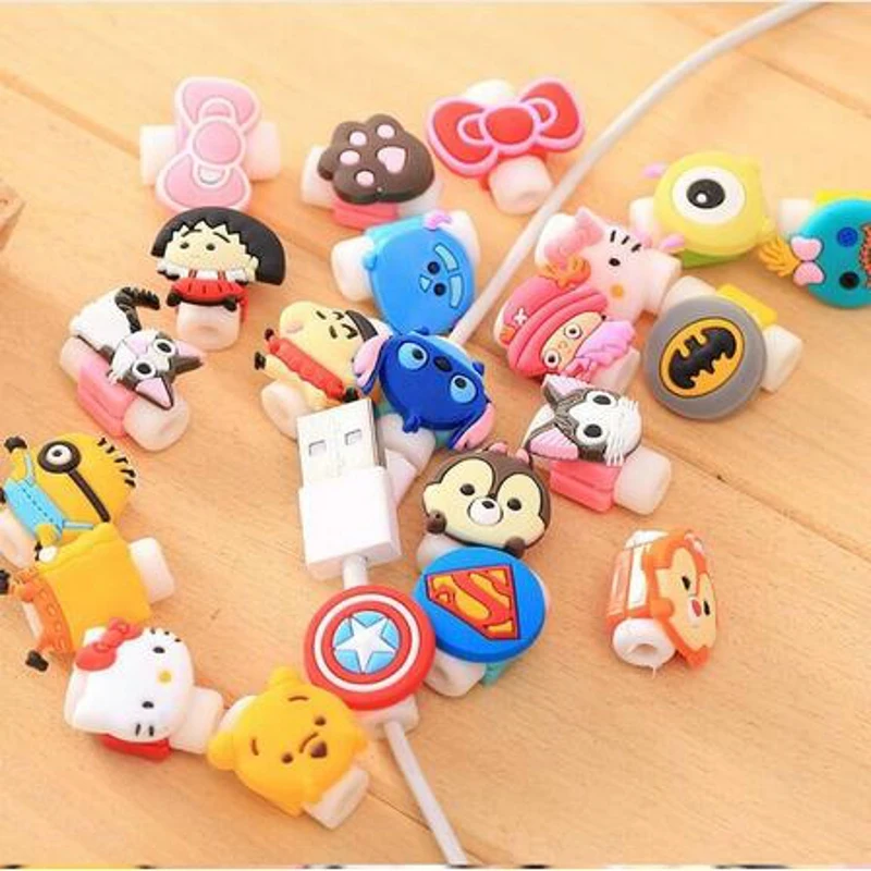 Dehyaton Cartoon Cute Lovely Usb Protector Cable Case Clip For Iphone 6 plus 6s 7plus Cover Winder Cord Protector wire Organizer