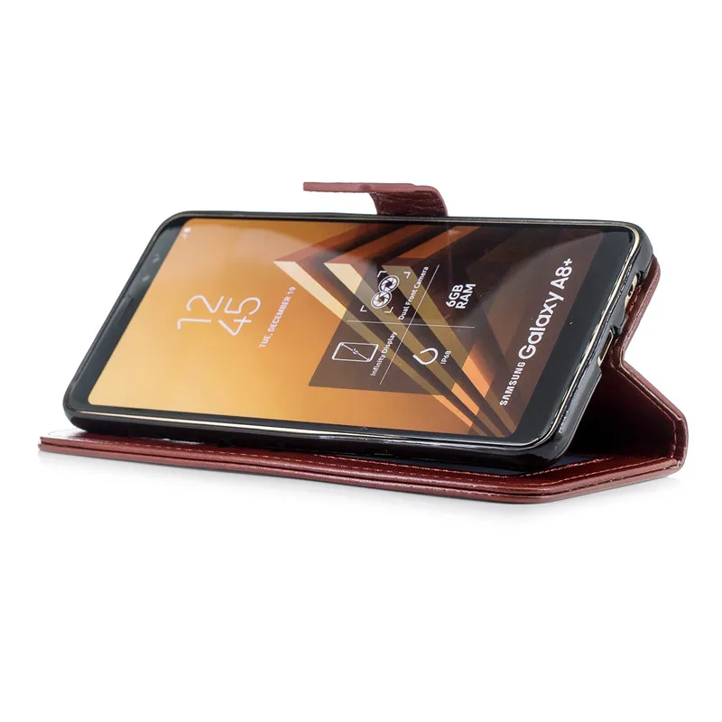 Блеск кожаный чехол с откидывающейся крышкой для samsung Galaxy A8 Plus A6 2018 Bling телефона A3