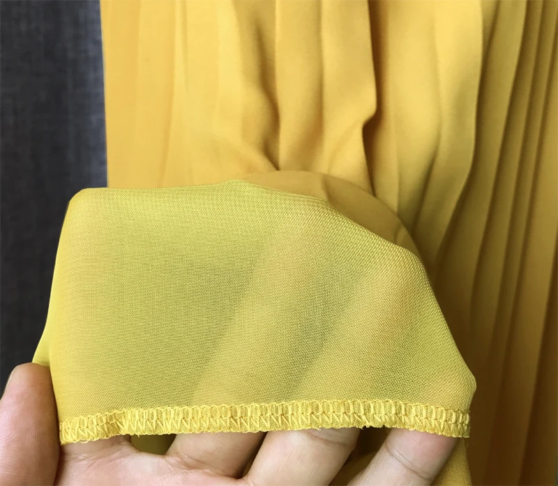 Женское летнее платье макси желтое Плиссированное шифоновое богемное длинное