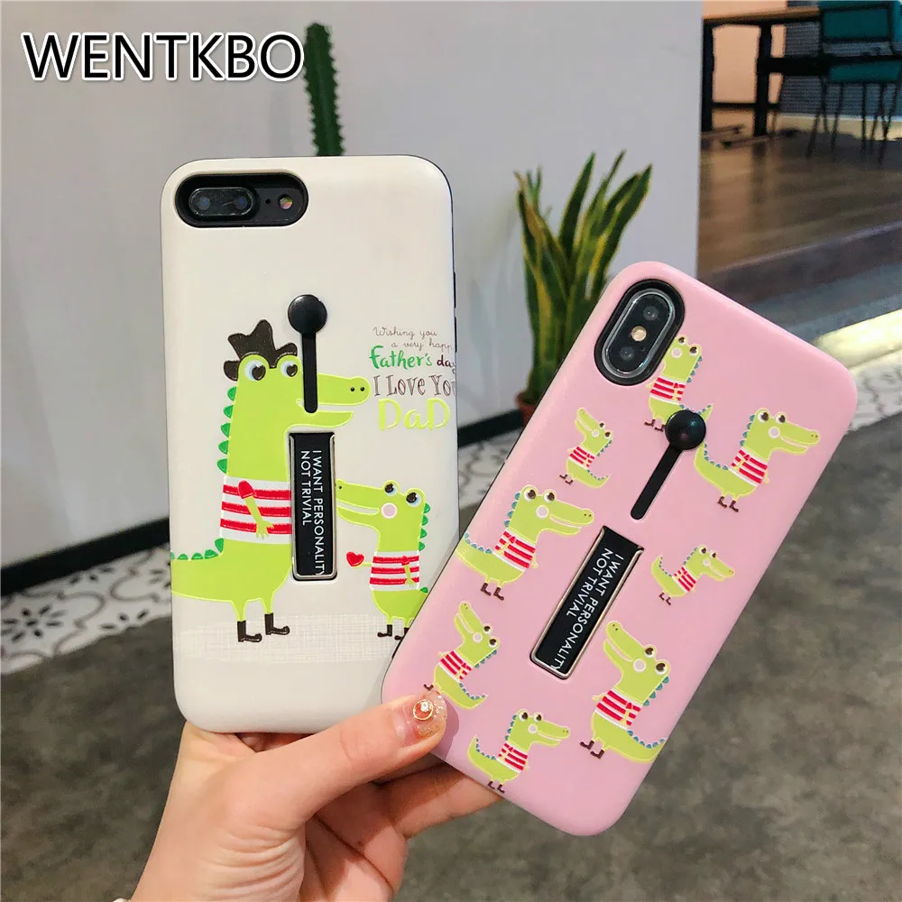 Милый динозавр рисунком любителей чехол для iPhone X XS MAX скрыть кольцо