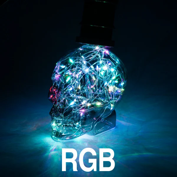 Светодиодный светильник RGB, медная шелковая лампа с черепом, 110 В, 220 В, украшение на Хэллоуин, Рождество, E27, светодиодная лампа для дома, кафе, бара - Испускаемый цвет: RGB