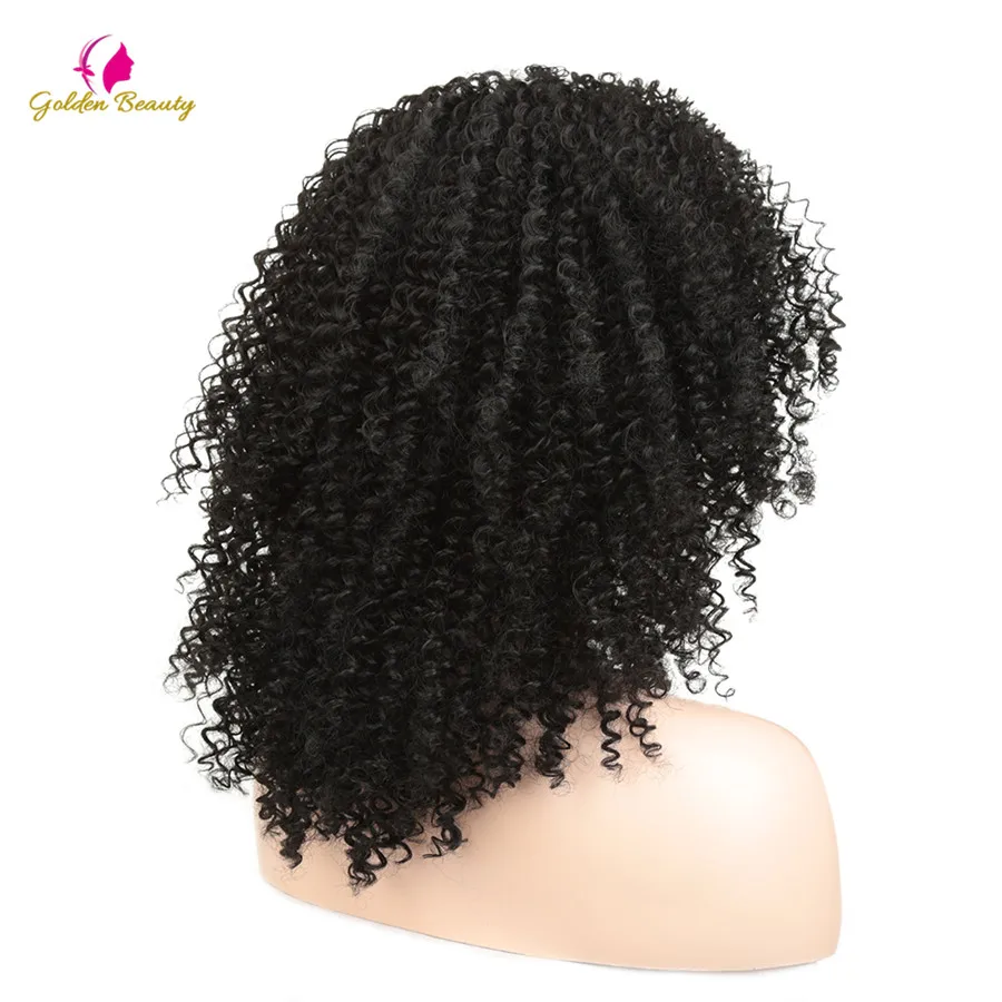 

14inch Kinky Curly Afro Wigs Ombre Synthetic Hair Part Lace Wig for African Women Side Part Naturaln Lace Wig Golden Beauty