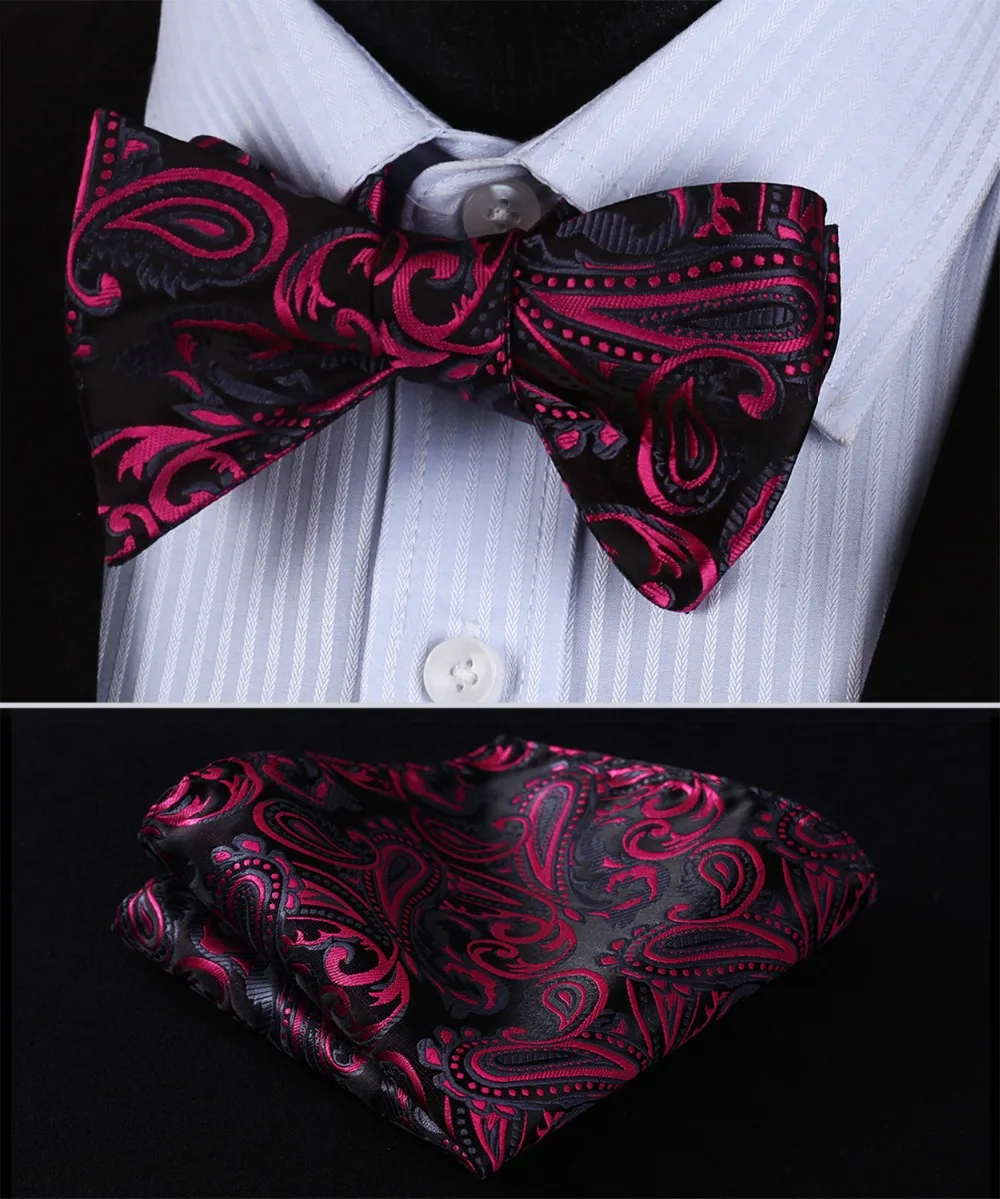 Пейсли Флора 100% шелковые жаккардовые тканые мужские бабочки с самостоятельным