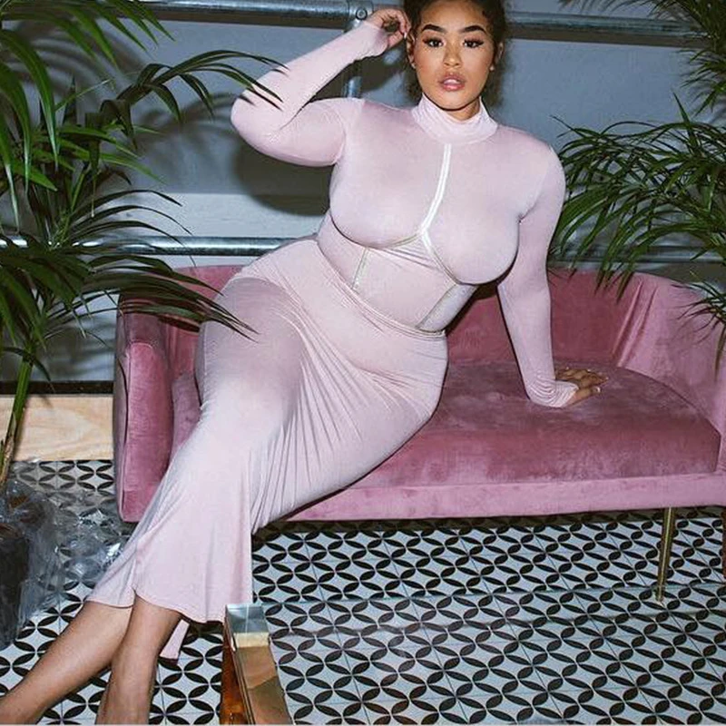 Женское длинное платье в стиле пэчворк облегающее однотонное из 100% хлопка с