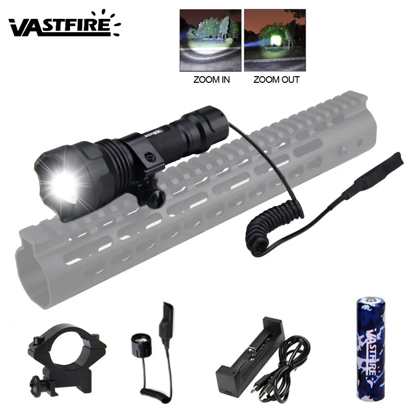 VASTFIRE зеленый/красный/белый светодиодный тактический напорный пистолет-светильник 5000 люменов, масштабируемый охотничий флэш-светильник, крепление для прицела