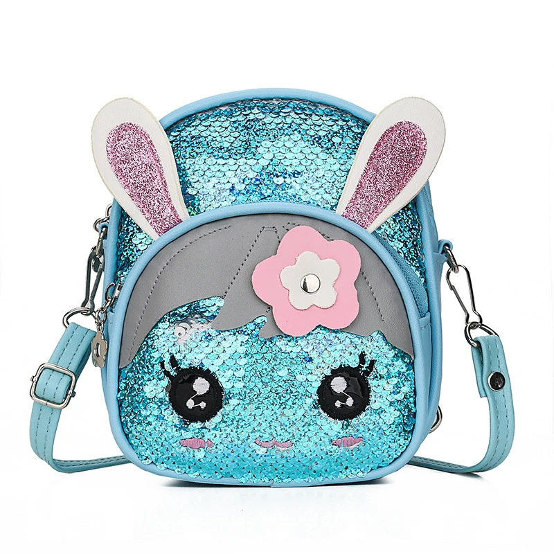 Kawaii/милый рюкзак для маленьких девочек с блестками и кроликом школьный двумя
