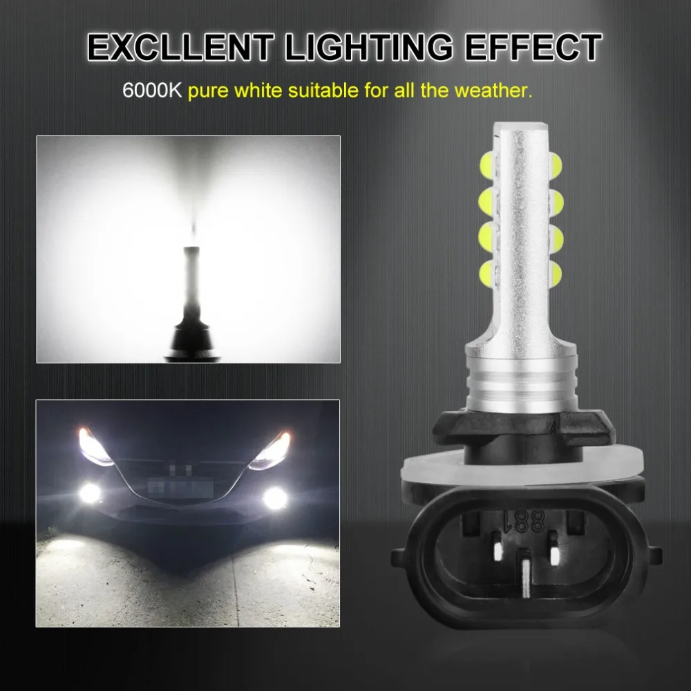2 шт. H27 880 881 Светодиодная лампа P13W Led PSX26W H27W 1400LM 6000 К белые Противотуманные фары Дневные Фары Светильник вождения DRL дневные ходовые огни авто светодиодные лампы 12 V-24 V