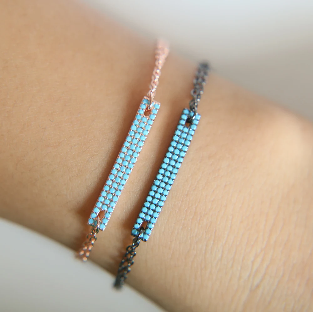 Очаровательный браслет слайдер для женщин Синий Бирюзовый регулируемый