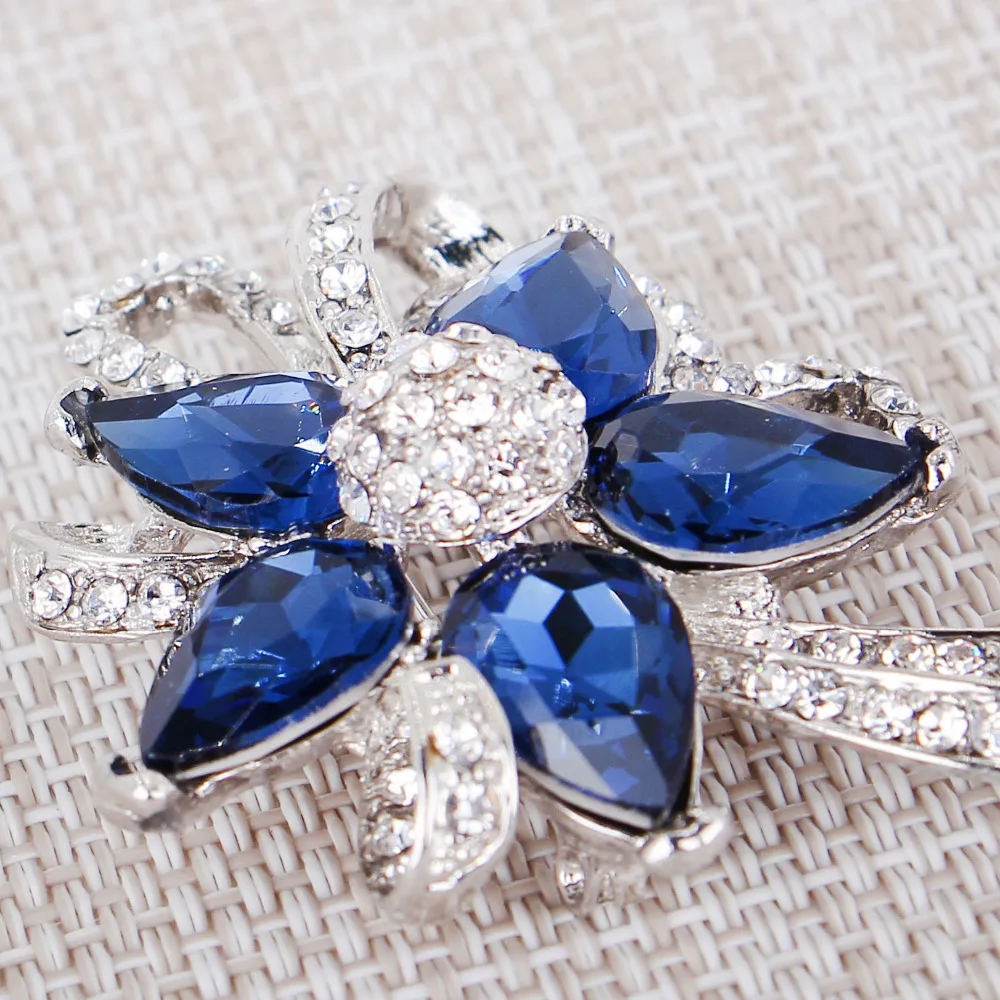 Булавка для невесты модная Ретро Серебряная Женская Брошь с цветами из горного