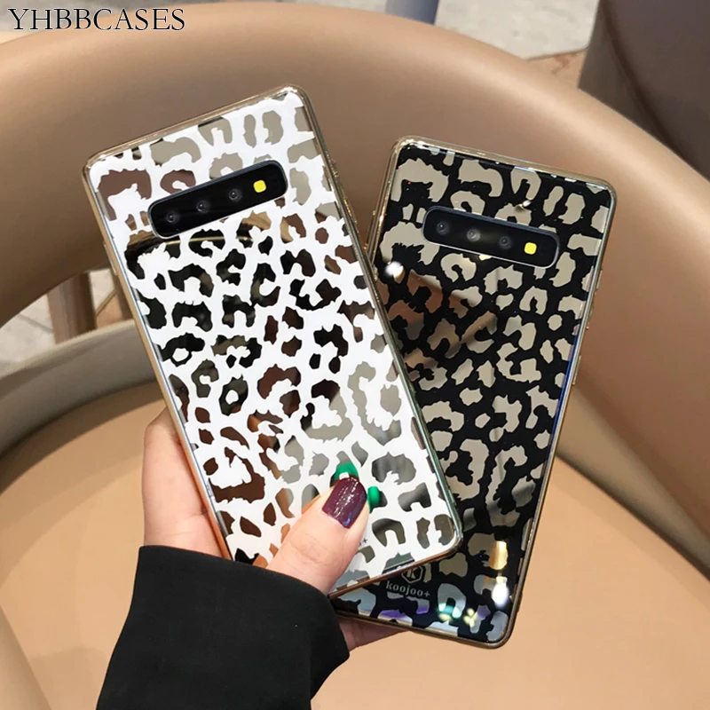 YHBBCASES роскошный золотой Леопардовый стеклянный чехол для телефона Samsung Galaxy S10 S9 Plus