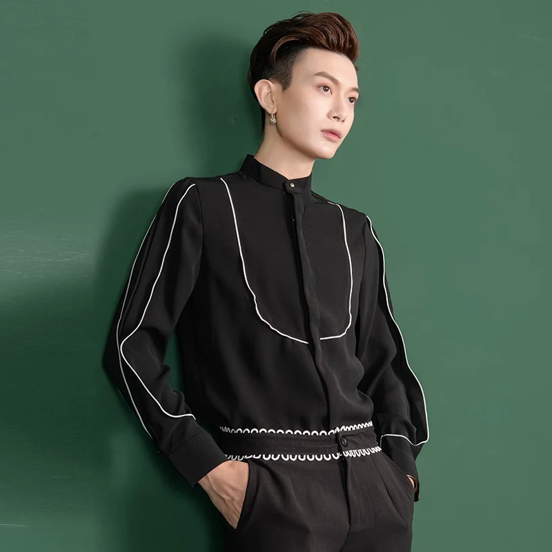 Оригинальная дизайнерская мужская рубашка с длинным рукавом в сеточку красными