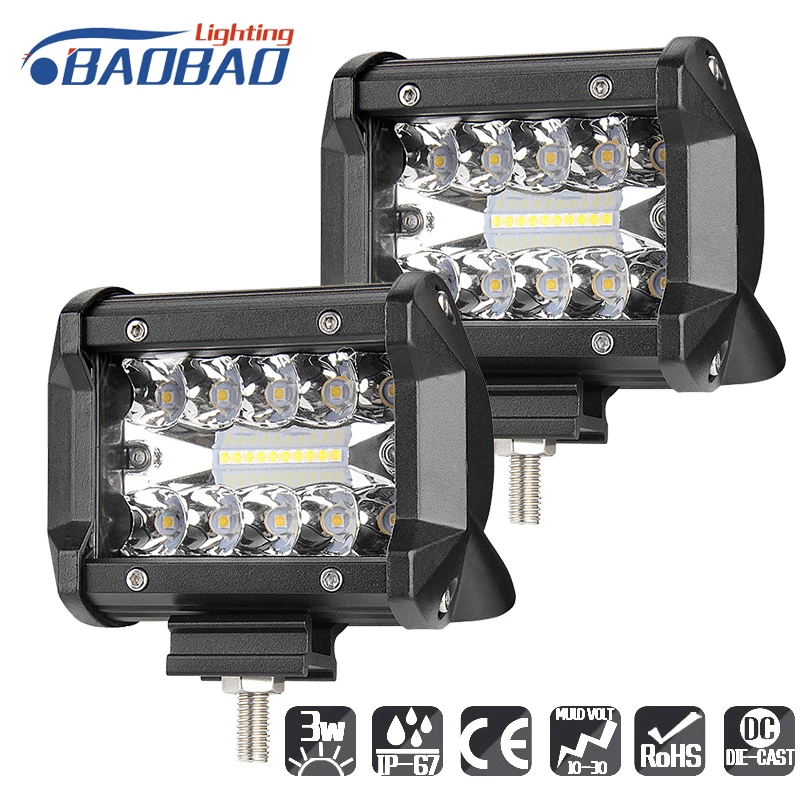 

BAOBAO Car Headlight Aluminum Alloy 28.5W LED Square Work Lamp Light Bar For Driving Offroad Boat Car Tractor Truck 12V-24V