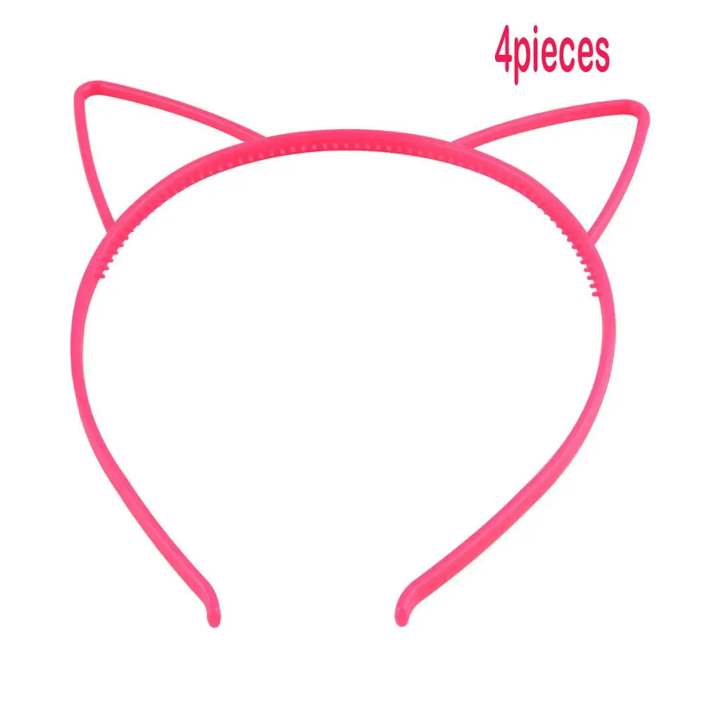 winered cat headband 4 шт. Милая пластиковая головная повязка лента для волос для женщин девочек Корона мультфильм тиара аксессуары для волос Головные уборы Вечеринка принадлежности - Цвет: winered cat headband