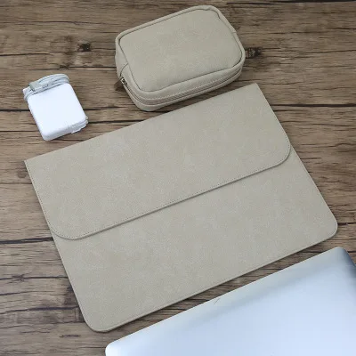 Матовая сумка для ноутбука из искусственной кожи с магнитной пряжкой для Xiaomi Macbook Pro 13 Чехол Air 11 12 retina Новинка 15 чехол для мужчин и женщин - Цвет: Sets Khaki