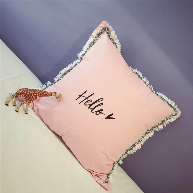 1 шт. Красивая Подушка с надписью Hello наволочка вышитыми кисточками кружевная
