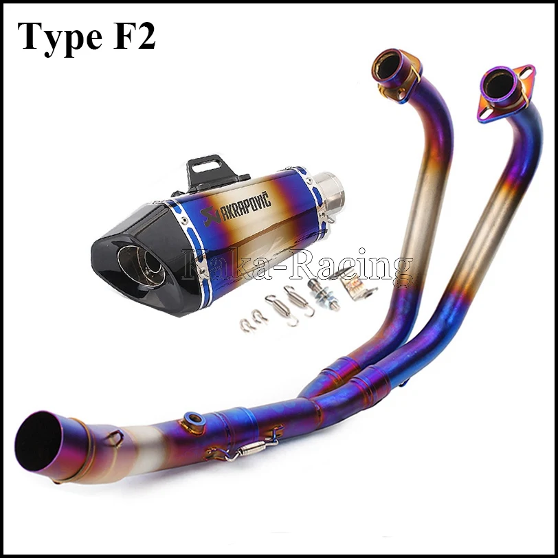 Type F2 MT-03 MT03 мотоцикл Akrapovic глушитель выхлопной трубы полная система скольжения Передняя средняя труба для Yamaha R3 YZF R25 - Цвет: Type F2