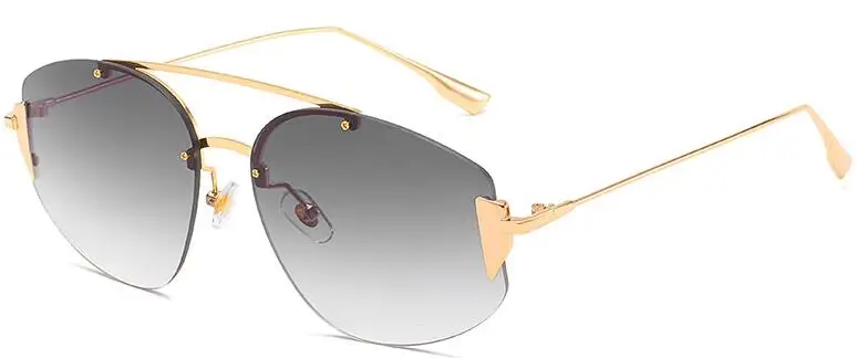 C1 gold gray Модный бренд, новые солнцезащитные очки для девушек, роскошные брендовые дизайнерские женские очки для вождения, летние пляжные солнцезащитные очки без оправы - Цвет линз: C1 gold gray