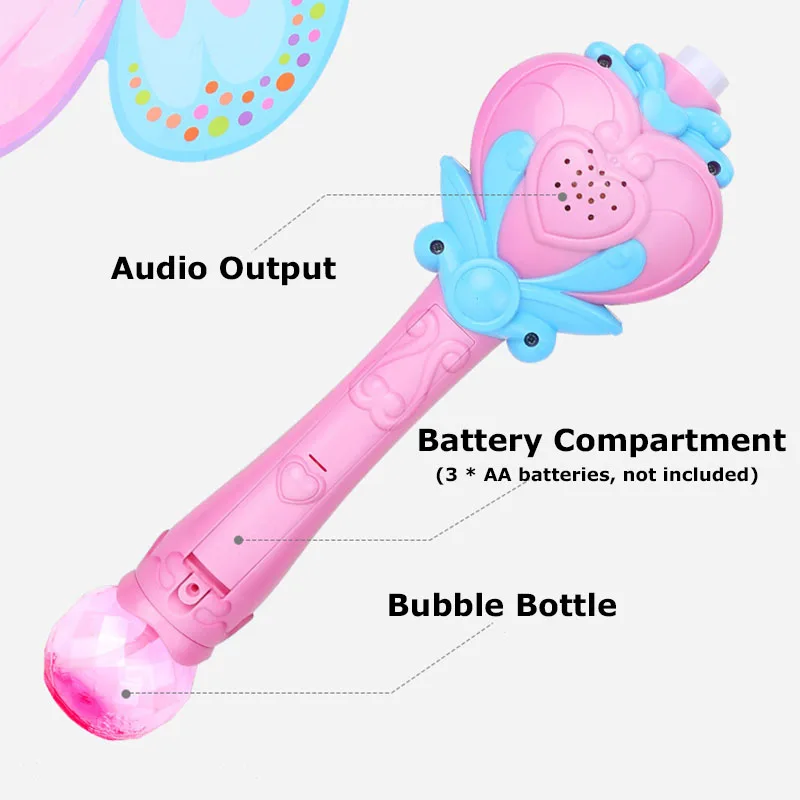 Наружная электрическая волшебная палочка игрушки Bubble для детей Автоматическая мыльная машина с пузырями с огнями музыка лето вода воздуходувка