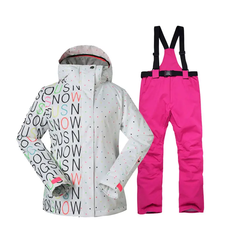 picture jacket pant Хорошее Для женщин зимние Костюмы, для улицы, Спортивная Комплекты для сноубординга из водонепроницаемого материала с защитой от ветра, лыжные куртки и нагрудник зимние брюки для девочек - Цвет: picture jacket pant