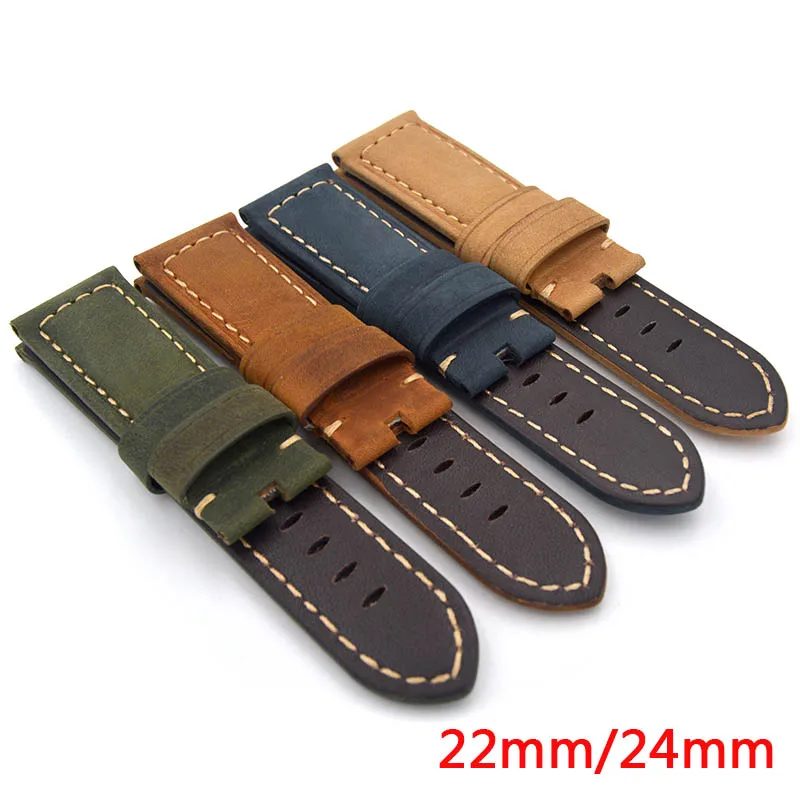 Ремешок кожаный для часов Panerai коричневый браслет в стиле ретро аксессуары