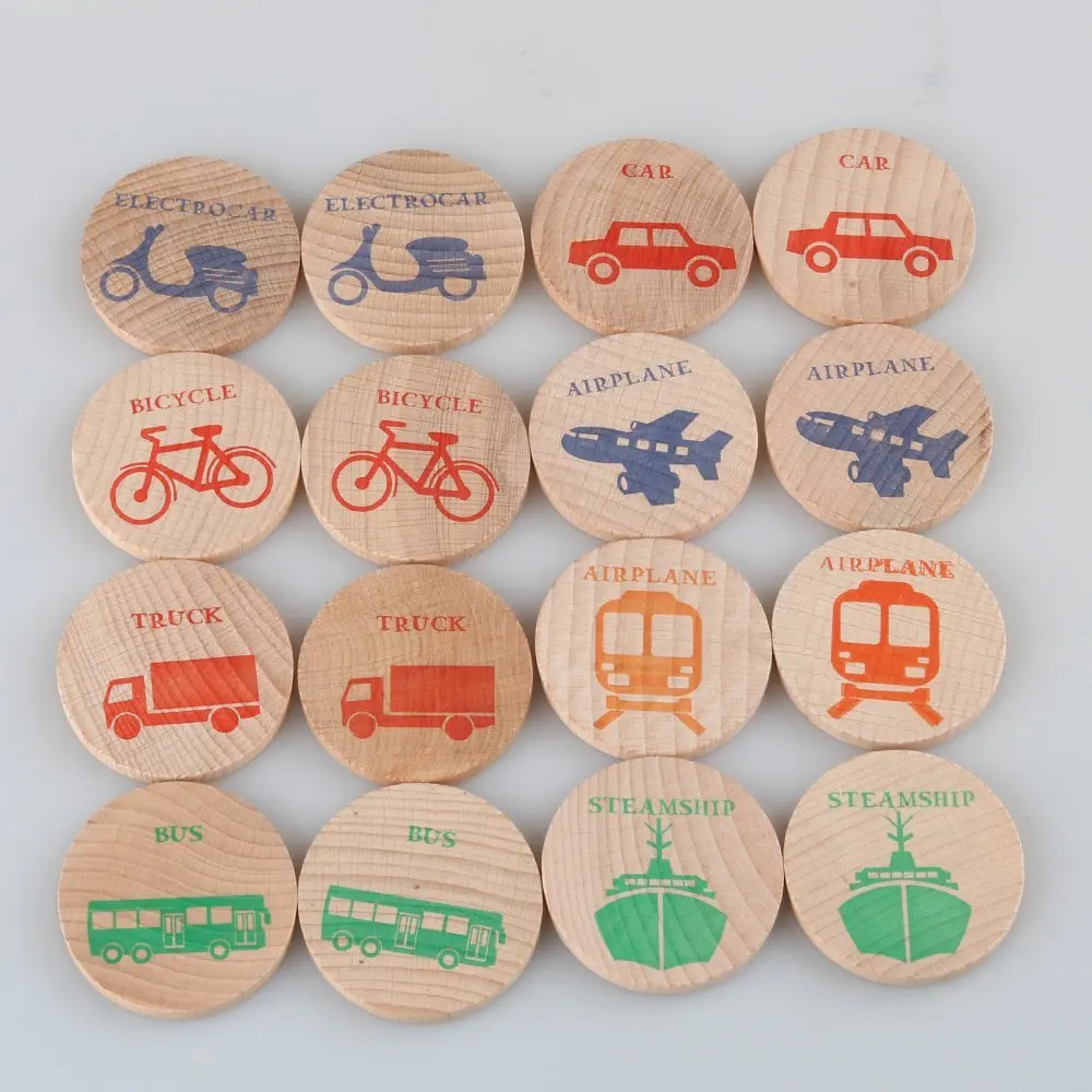 Шт. 16 шт. деревянные соответствующие игры круглые карточки памяти обучение цвет