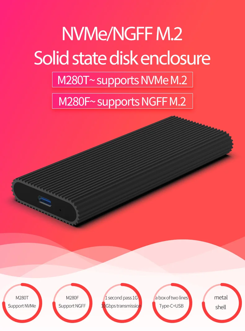 usb3.1 type-c ssd чехол конвертер PCIE msata NVME жесткий диск корпус алюминиевый ssd Корпус чехол