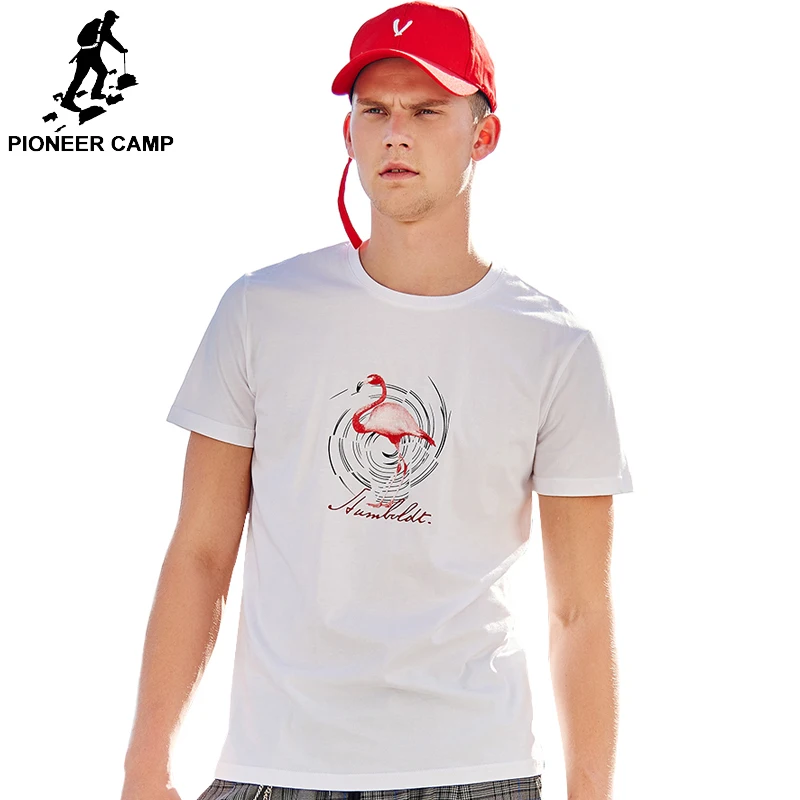 Мужская футболка с длинным рукавом Pioneer Camp MenCasual белая розовая хлопковая Футболка