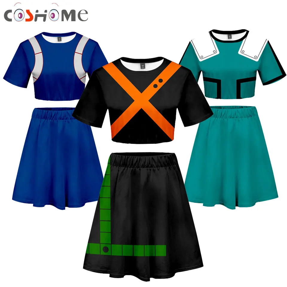 Coshome Boku No My Hero Academy костюмы для косплея Midoriya Todoroki Shoto Bakugou Katsuki OCHACO URARAKA All Might платье юбка