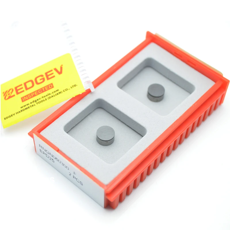 EDGEV 2 шт. полное лицо на одной стороне PCD Топ вставки RNGN0603 RNGN0903 RNGN0904 RNGN1203 RNGN1204 алмазные круглые токарные инструменты