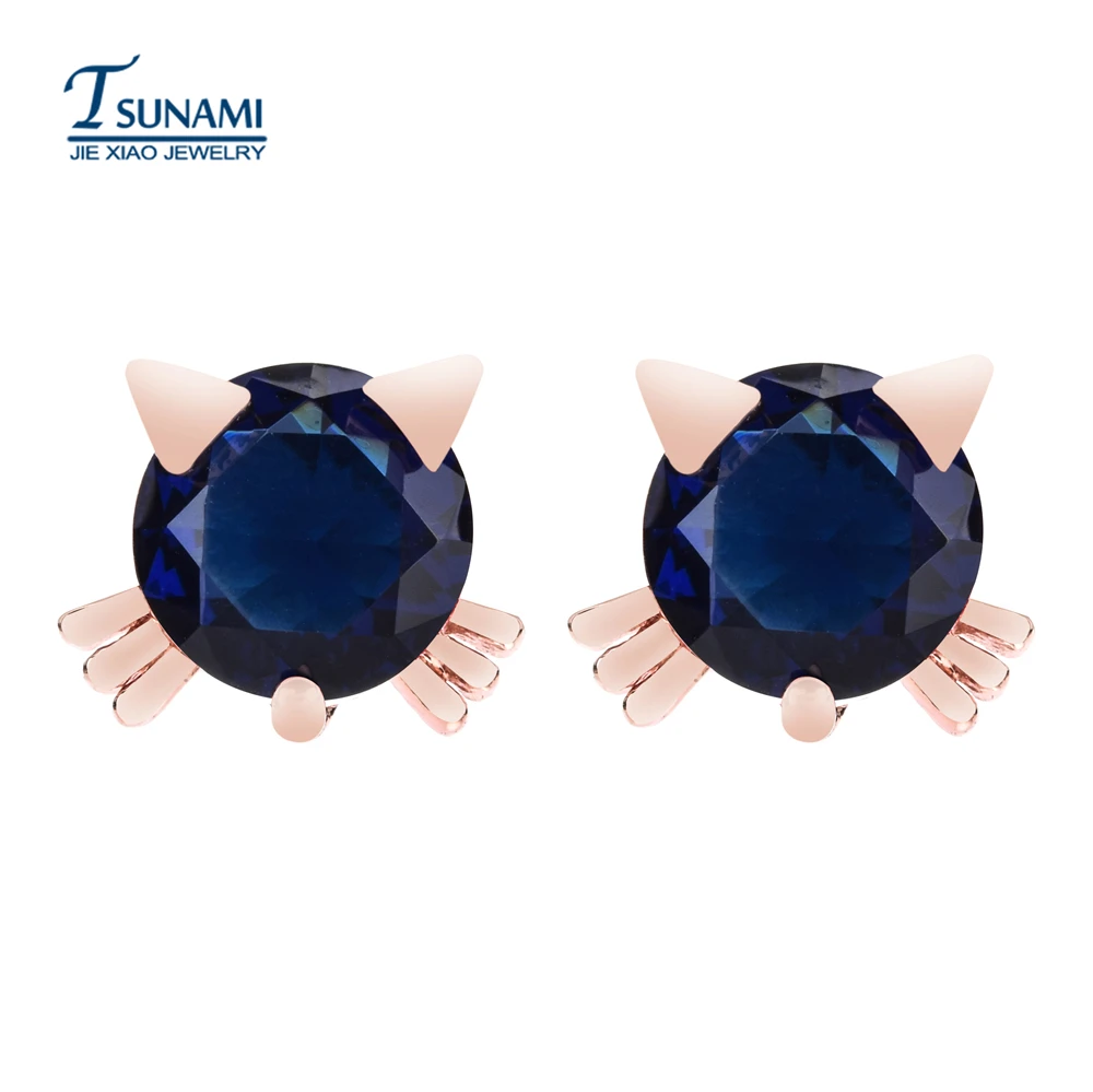 Новые Модные Элегантные с принтом головa кота циркон серьги в четырех цветах для