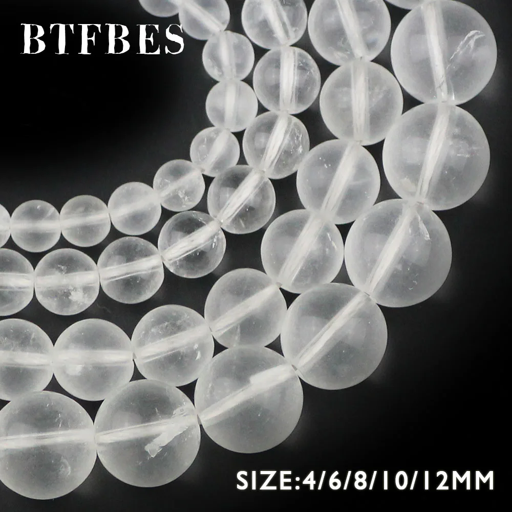 Матовые натуральные белые хрустальные бусины BTFBES высокого качества 4 6 8 10 12 мм