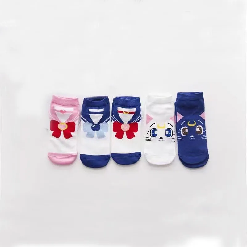 5pcs anime sailor Tsukino Usagi luna Artemis ChibiUsa Mizuno Ami sock | Женская одежда