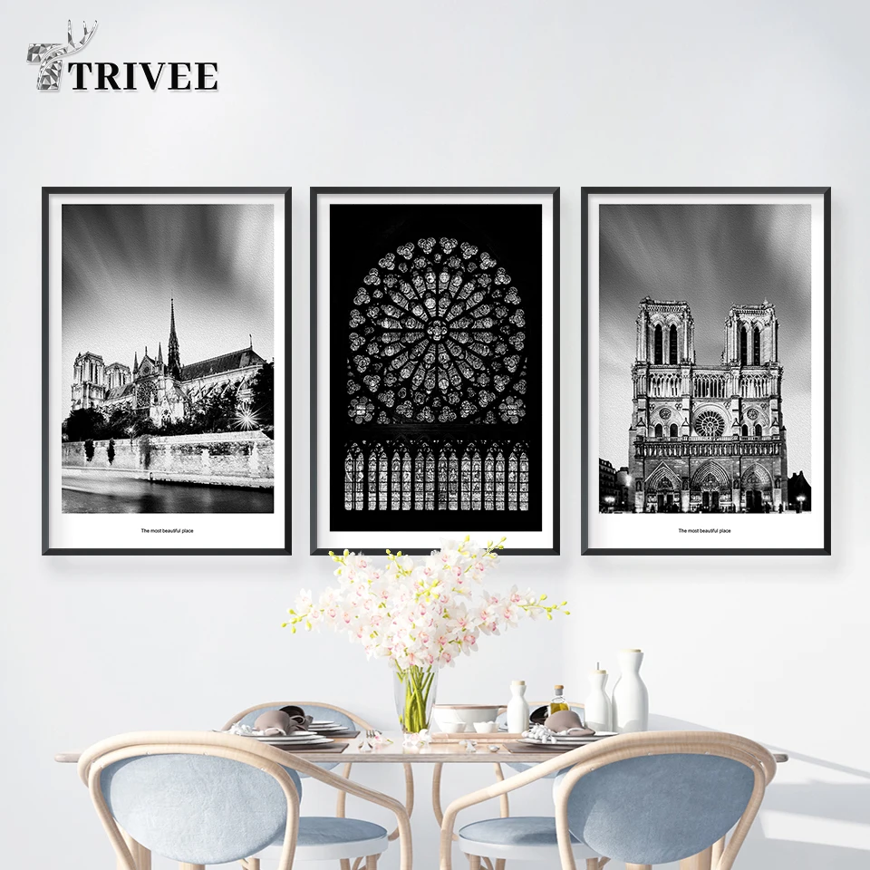 Настенная Картина на холсте с изображением Иисуса Нотр дамы черно белое