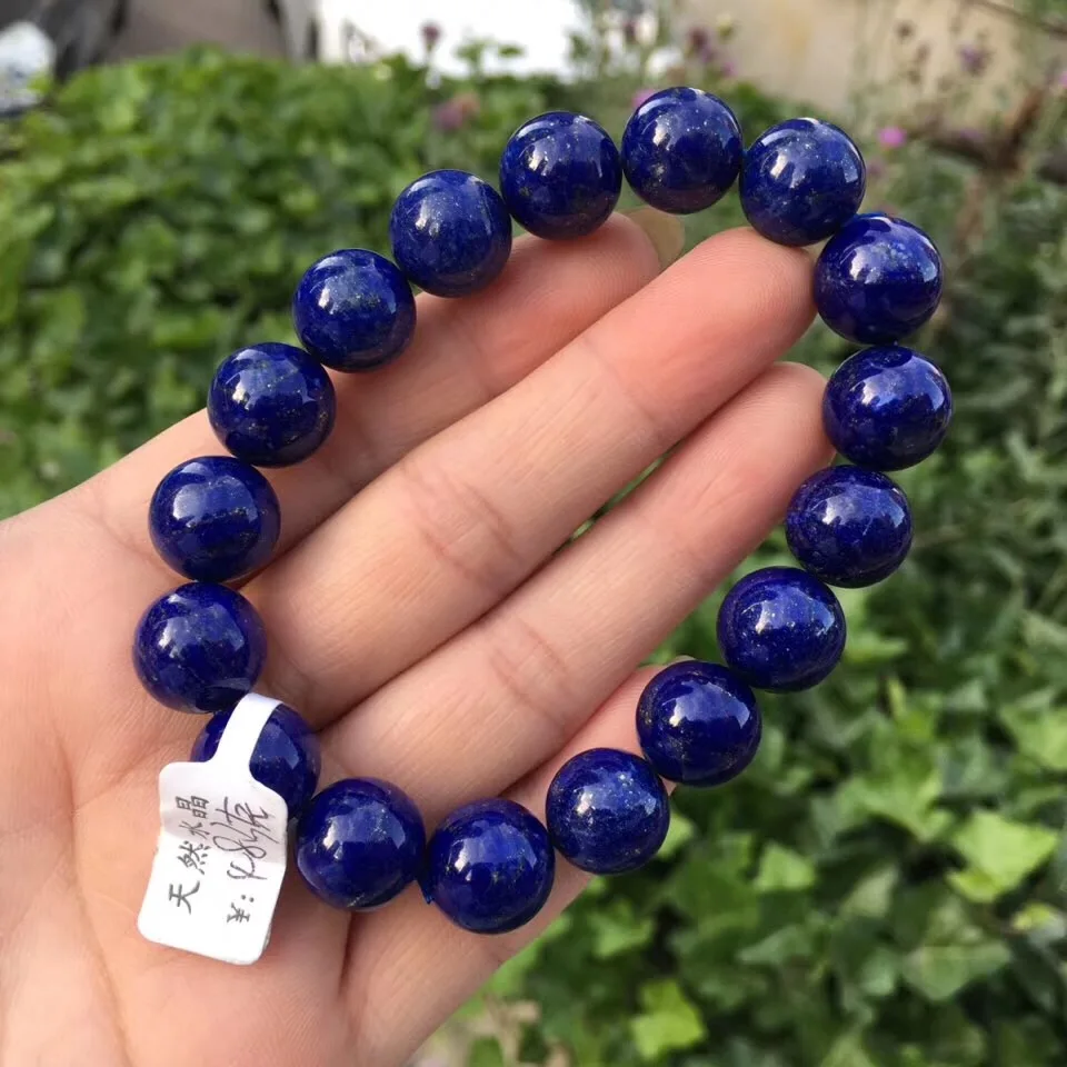 

12.3mm Natural Blue Lapis Lazuli Bracelet For Women Men Love Gift Gemstone Crystal Stretch Round Beads Fashion Bracelet AAAAA