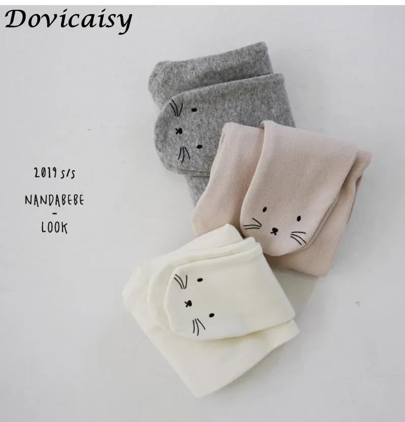 Детские леггинсы из чистого хлопка с вышивкой и мультяшным рисунком Осенние для