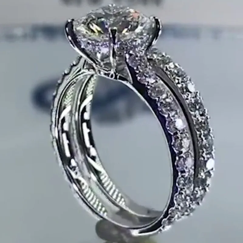 Klassieke Cirkel роскошная инкрустация Aaa циркониевый камень Ringen Voor Vrouwen Mode Bruiloft кольцо
