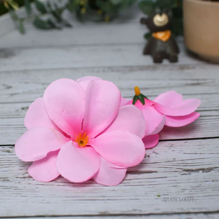 Pink 50 шт. белый искусственный Гавайский Плюмерия ФРАНЖИПАНИ шелковые цветы головы для украшения свадьбы B47 - Цвет: Pink
