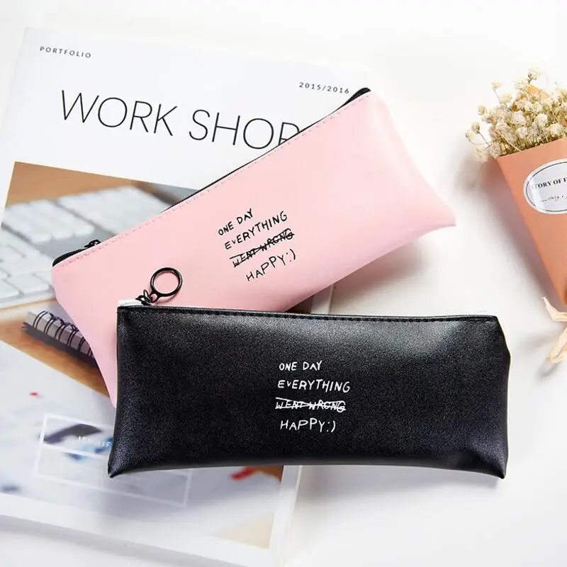 Простой розовый чехол для карандаша школьные принадлежности Bts канцелярские