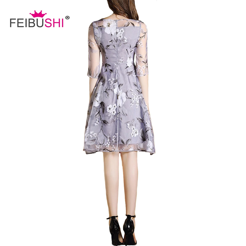FEIBUSHI летнее шифоновое платье Прозрачное нижнее белье вырез цветочный рисунок