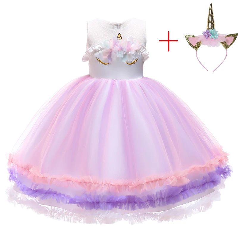 Платье с радужным единорогом праздничное платье принцессы на карнавал одежда