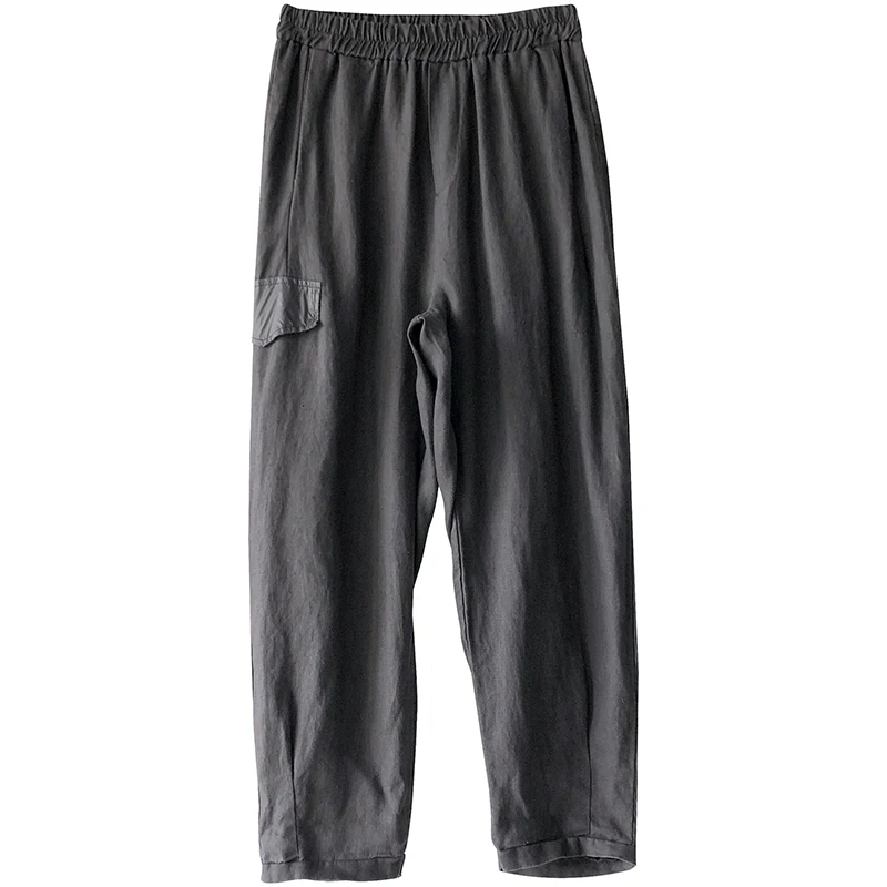 Женские хлопковые льняные брюки 2019 летние большие размеры длиной до щиколотки