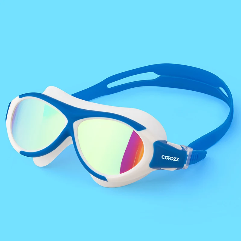 Mirror blue COPOZZ детские очки для плавания, анти-туман, водонепроницаемые, для детей, подростков, крутые очки для плавания, для мальчиков и девочек, профессиональные очки для плавания ming - Цвет: Mirror blue