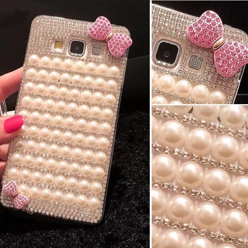 Sunjolly жемчуг бант Алмазный чехол для Samsung Galaxy J3 J5 J7 2016 2017 J510F J720F J530 Bling Rhinestone coque
