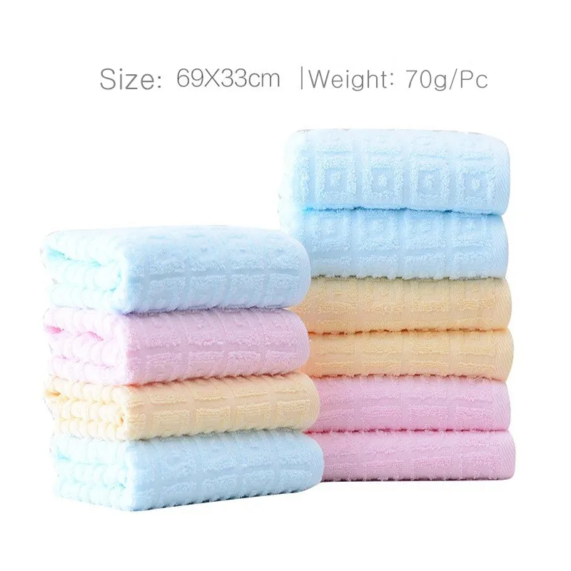 4Pcs 100% Cotton Face Towel Blue 2 Yellow 1 Pink Absorbent Soft Solid for Adu | Дом и сад